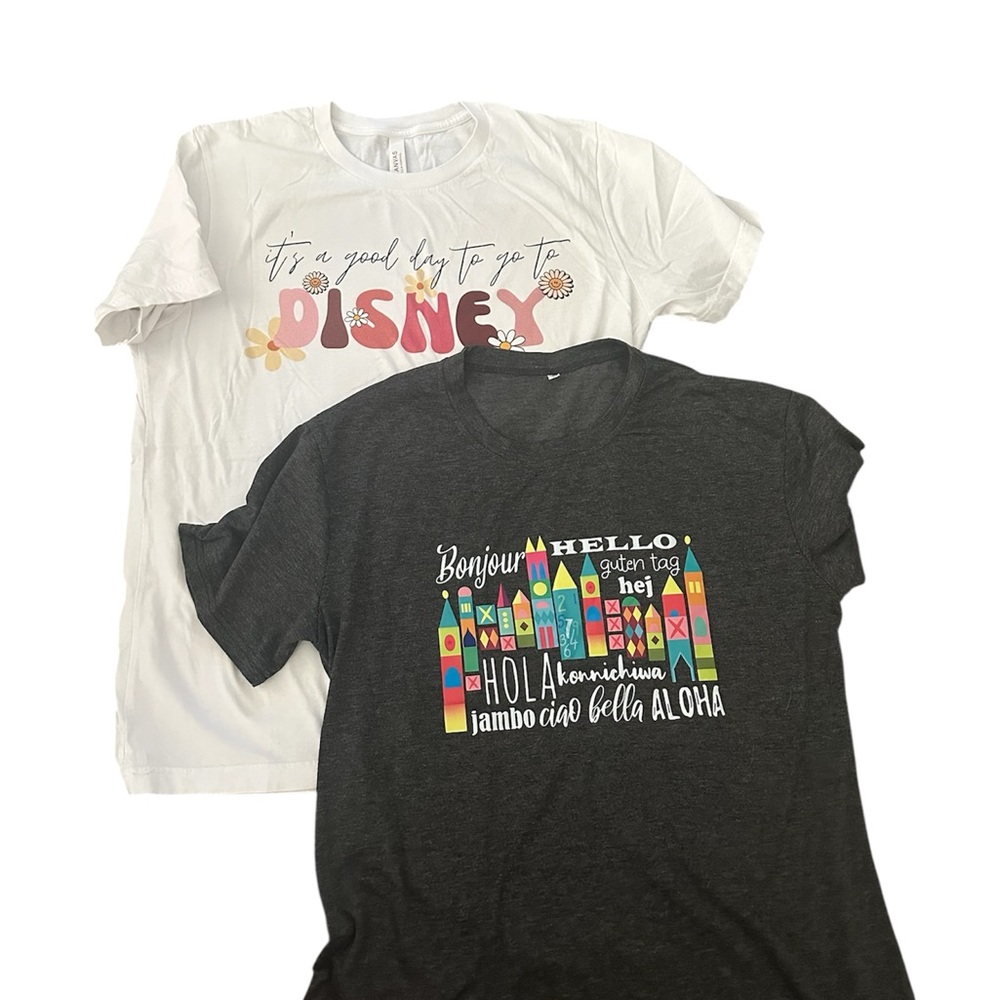 Women’s Disney Large Tees - White and Dark Gray